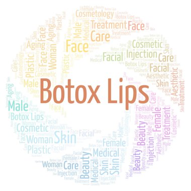 Botox dudaklarını bulut kelime. Yalnızca metin ile yapılan Wordcloud.