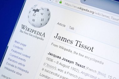 Ryazan, Rusya - 28 Ağustos 2018: Vikipedi sayfa hakkında James Tissot Pc ekranda.