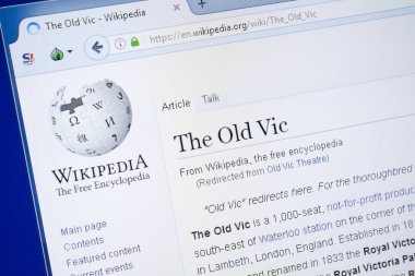 Ryazan, Rusya - 19 Ağustos 2018: Vikipedi sayfa hakkında eski Vic Pc ekranda