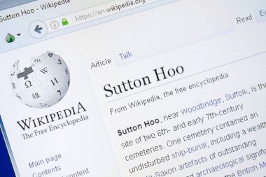 Ryazan, Rusya - 28 Ağustos 2018: Vikipedi sayfa hakkında Sutton Hoo Pc ekranda.