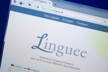 Ryazan, Rusya - 26 Ağustos 2018: Linguee ana web sitesi Pc. Url - Linguee.de görüntüleme