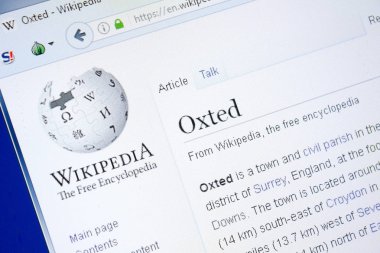 Ryazan, Rusya - 28 Ağustos 2018: Vikipedi sayfa hakkında Oxted Pc ekranda.