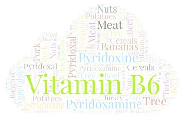 B6 vitamini kelime bulutu.