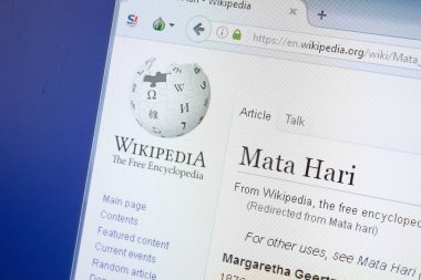 Ryazan, Rusya - 19 Ağustos 2018: Vikipedi sayfa hakkında Mata Hari Pc ekranda