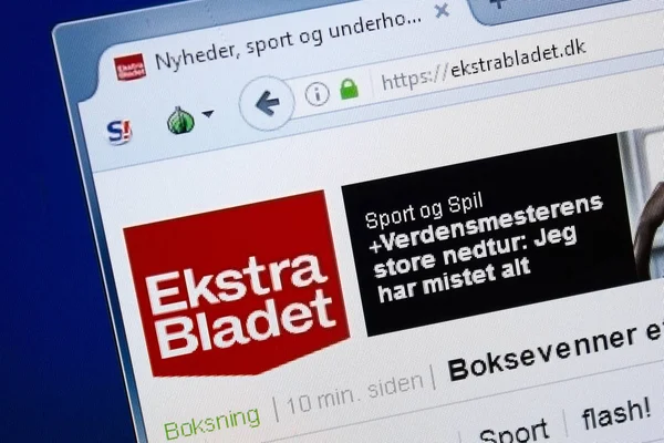 Ryazan, Rusya - 26 Ağustos 2018: Ekstrabladet ana web sitesi Pc. Url - Ekstrabladet.dk görüntüleme — Stok fotoğraf
