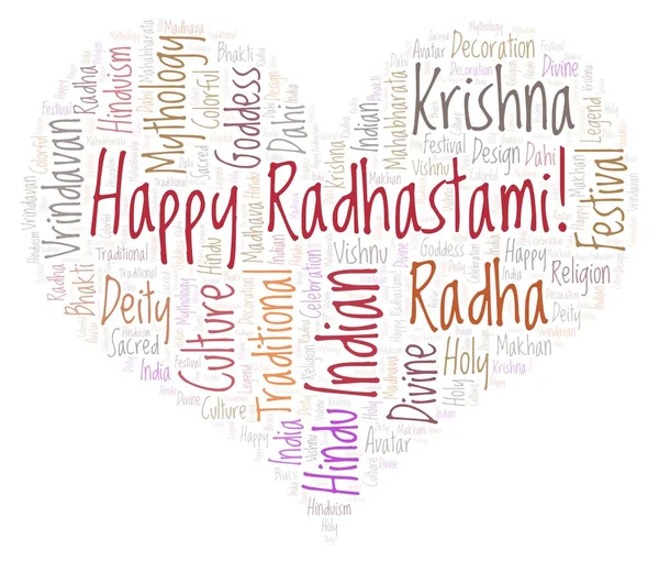 Kalp şekli word Cloud mutlu Radhastami.