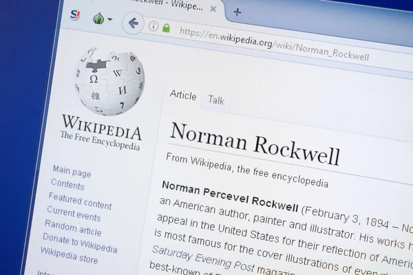 Rjazaň Rusko Srpna 2018 Stránce Wikipedie Norman Rockwell Monitoru — Stock fotografie