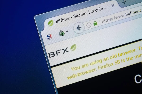Ryazan, Rusya - 26 Ağustos 2018: Bit Finex ana web sitesi Pc. Url - Bitfinex.com görüntüleme