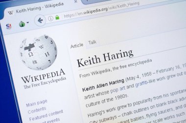 Ryazan, Rusya - 19 Ağustos 2018: Vikipedi sayfa hakkında Keith Harring Pc ekranda