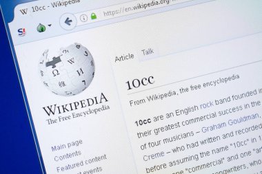 Ryazan, Rusya - 19 Ağustos 2018: Vikipedi sayfası 10cc Pc görüntüleme hakkında