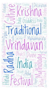 Harfler ve sadece kelime Vrindavan Wordcloud dikdörtgen şeklinde yapılmış.