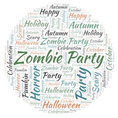 Zombi parti kelime bulutu.