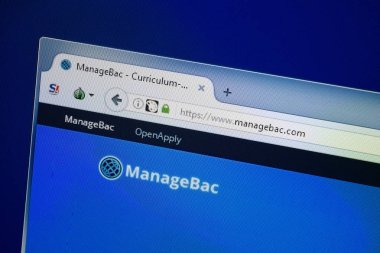 Ryazan, Rusya - 26 Ağustos 2018: Yönetmek Bac ana web sitesi Pc. Url - Managebac.com görüntüleme