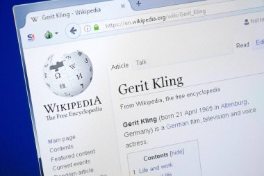 Ryazan, Rusya - 28 Ağustos 2018: Vikipedi sayfa hakkında Gerit Kling Pc ekranda.