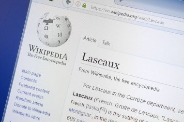Ryazan, Rusya - 19 Ağustos 2018: Vikipedi sayfa hakkında Lascaux Pc ekranda