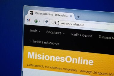 Ryazan, Rusya - 26 Ağustos 2018: Misiones Anasayfa Online Web sitesi Pc. Url - Misionesonline.net görüntüleme