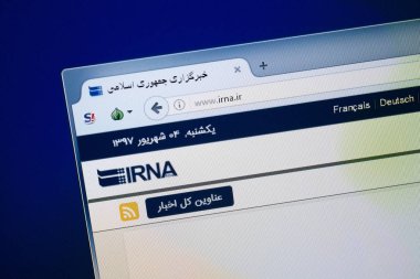 Ryazan, Rusya - 26 Ağustos 2018: IRNA ana web sitesi Pc. Url - Irna.ir görüntüleme