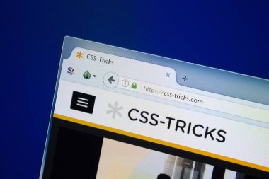 Ryazan, Rusya - 26 Ağustos 2018: Ana, Css - hileler Web sitesi Pc. Url - Css-Tricks.com görüntüleme