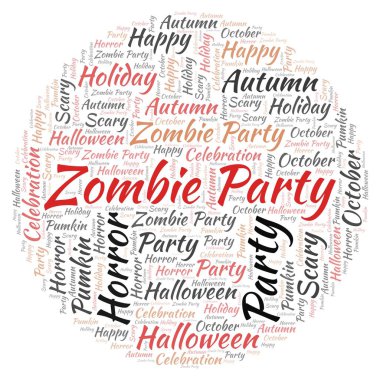 Zombi parti kelime bulutu.