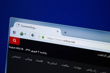 Ryazan, Rusya - 26 Ağustos 2018: Rokna ana web sitesi Pc. Url - Rokna.net görüntüleme