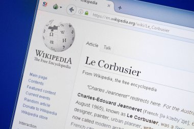 Ryazan, Rusya - 19 Ağustos 2018: Vikipedi sayfa hakkında Le Corbusier Pc ekranda