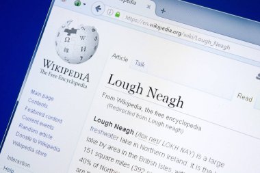 Ryazan, Rusya - 28 Ağustos 2018: Vikipedi sayfa hakkında Lough Neagh Pc ekranda.