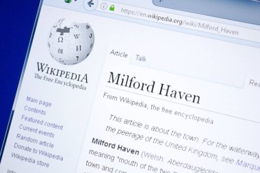 Ryazan, Rusya - 28 Ağustos 2018: Vikipedi sayfa hakkında Milford Haven Pc ekranda.