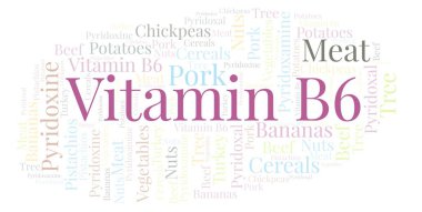 B6 vitamini kelime bulutu.