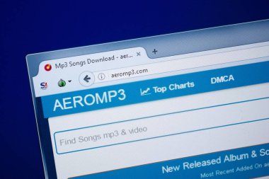 Ryazan, Rusya - 26 Ağustos 2018: Aero M P3 ana web sitesi Pc. Url - Aeromp3.com görüntüleme