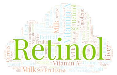 Retinol kelime bulutu.