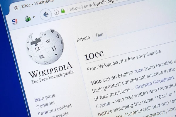 Ryazan, Rusya - 19 Ağustos 2018: Vikipedi sayfası 10cc Pc görüntüleme hakkında