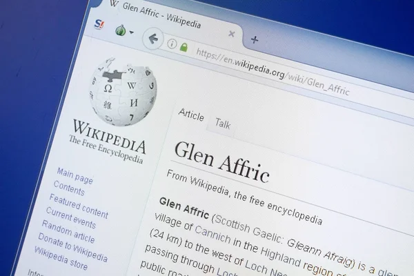 Ryazan, Rusya - 19 Ağustos 2018: Vikipedi sayfa hakkında Glen Affric Pc ekranda