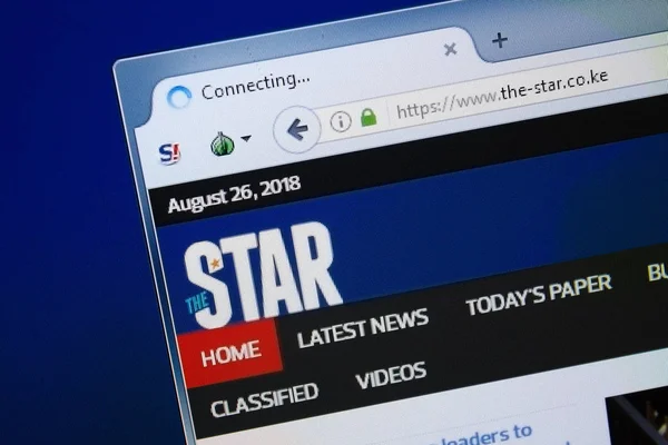 Ryazan, Rusya - 26 Ağustos 2018: Düşündüğümü Star ana web sitesi Pc. Url --Star.co.ke görüntüleme — Stok fotoğraf