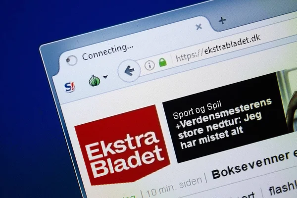 Ryazan, Rusland - augustus 26, 2018: Homepage van de Ekstrabladet website op het scherm van Pc. Url - Ekstrabladet.dk — Stockfoto