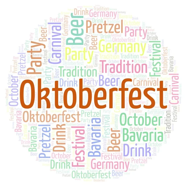 Oktoberfest w koło kształt chmury słów. — Zdjęcie stockowe