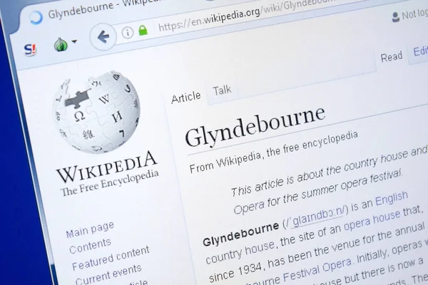 Ryazan, Rusya - 28 Ağustos 2018: Vikipedi sayfa hakkında Glyndebourne Pc ekranda.
