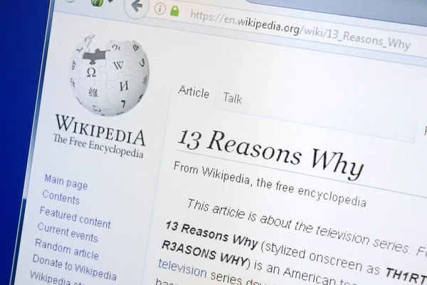 Ryazan, Rusya - 28 Ağustos 2018: Vikipedi sayfası 13 neden neden Pc ekranda.