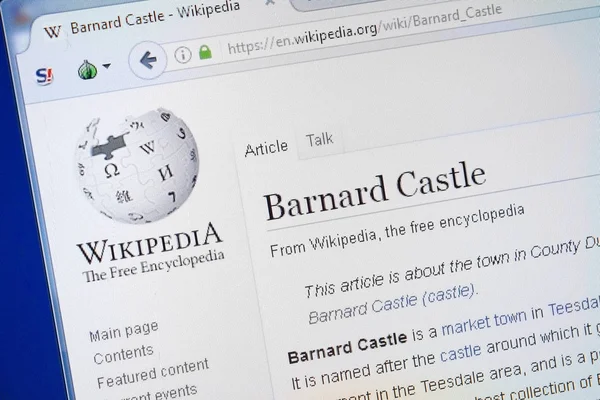 Ryazan, Rusya - 19 Ağustos 2018: Vikipedi sayfası Barnard Castle hakkında Pc ekranda
