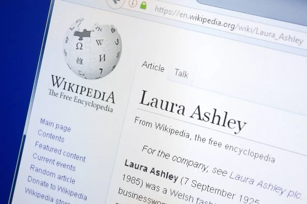 Ryazan, Rusya - 28 Ağustos 2018: Vikipedi sayfa hakkında Laura Ashley Pc ekranda.