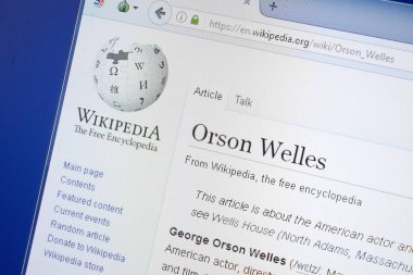 Ryazan, Rusya - 19 Ağustos 2018: Vikipedi sayfa hakkında Orson Welles Pc ekranda