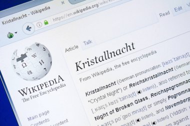 Ryazan, Rusya - 28 Ağustos 2018: Vikipedi sayfa hakkında kristal gece Pc ekranda.