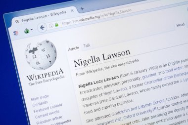 Ryazan, Rusya - 19 Ağustos 2018: Vikipedi sayfası çörek otu Lawson hakkında Pc ekranda