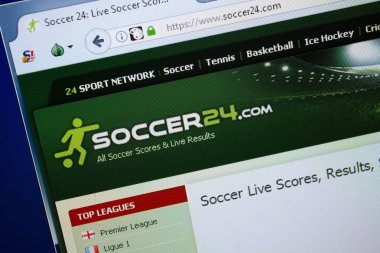 Ryazan, Rusya - 26 Ağustos 2018: Soccer24 ana web sitesi Pc. Url - Soccer24.com görüntüleme