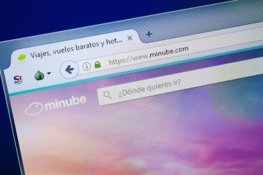 Ryazan, Rusya - 26 Ağustos 2018: Minube ana web sitesi Pc. Url - Minube.com görüntüleme