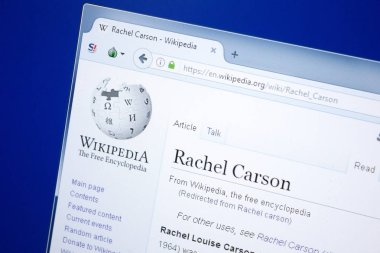 Ryazan, Rusya - 28 Ağustos 2018: Vikipedi sayfa hakkında Rachel Carson Pc ekranda.