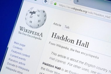Ryazan, Rusya - 28 Ağustos 2018: Vikipedi sayfa hakkında Haddon Hall Pc ekranda.