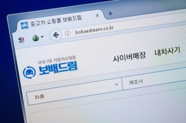 Ryazan, Rusya - 26 Ağustos 2018: Bobae rüya ana web sitesi Pc. Url - Bobaedream.co.kr görüntüleme