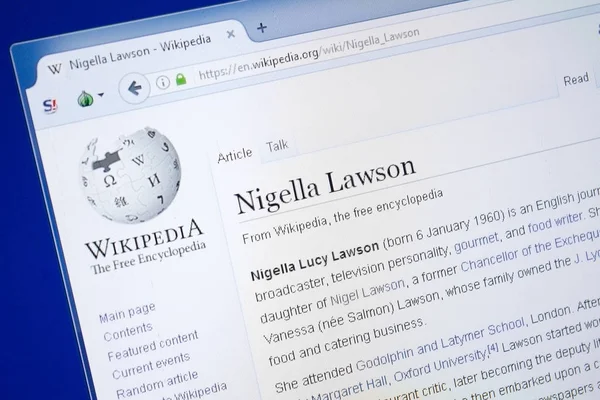 Ryazan, Rusya - 19 Ağustos 2018: Vikipedi sayfası çörek otu Lawson hakkında Pc ekranda