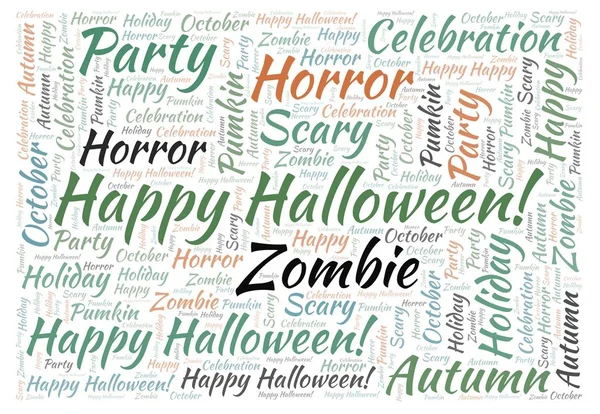 Mutlu Halloween balkabağı kelime bulutu şeklinde.