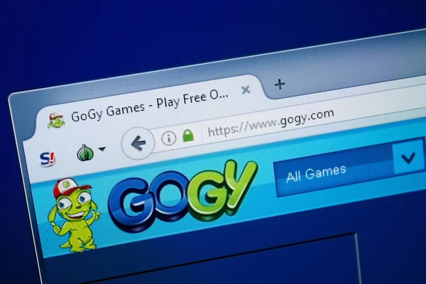 Ryazan, Russia - August 26, 2018: Homepage of Gogy website on the display of PC. Url - Gogy.com — Stock Photo, Image